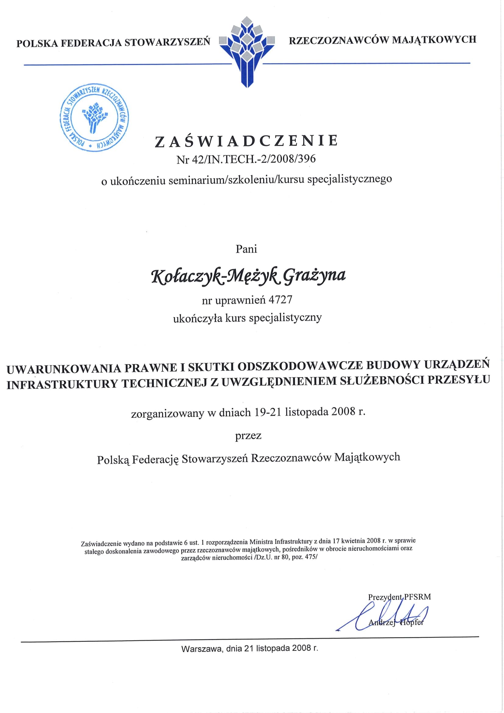 Uwarunkowania prawne i skutki odszkodowawcze budowy urządzeń infrastruktury technicznej z uwzględnieniem służebności przesyłu.
