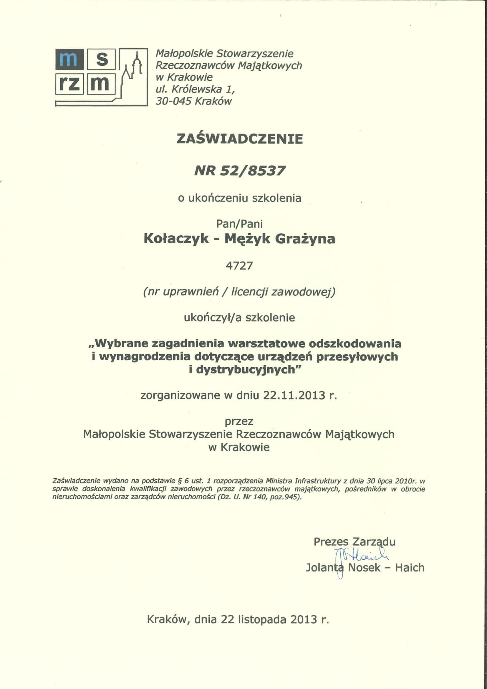 Wybrane zagadnienia warsztatowe odszkodowania i wynagrodzenia dotyczące urządzeń przesyłowych i dystrybucyjnych.